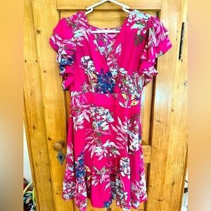 Women’s Rachel Roy Pink Floral Fit & Flare Dress Size 2